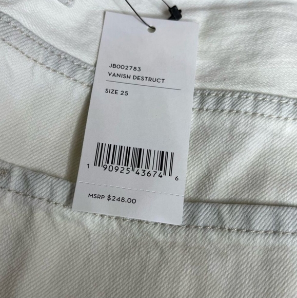 J BRAND White Denim Jeans cropped distressed high-rise wide-leg - Picture 5 of 5